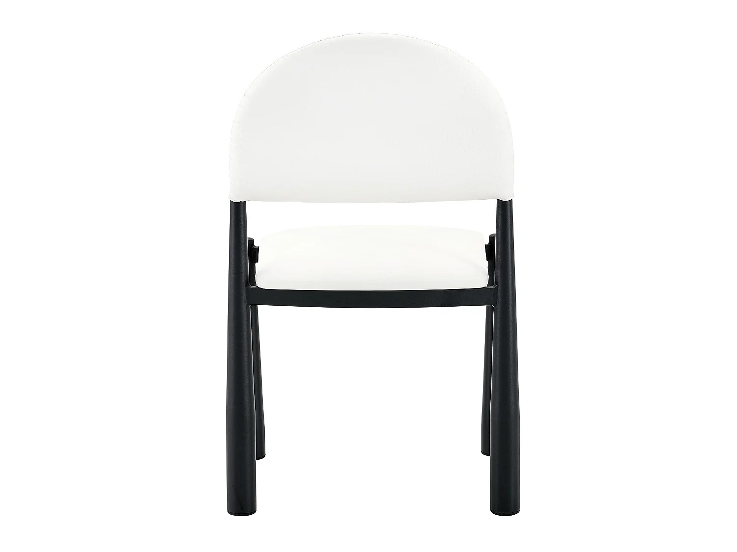 Lot de 2 chaises en PU blanc - Dossier demi-rond et pieds métal noir