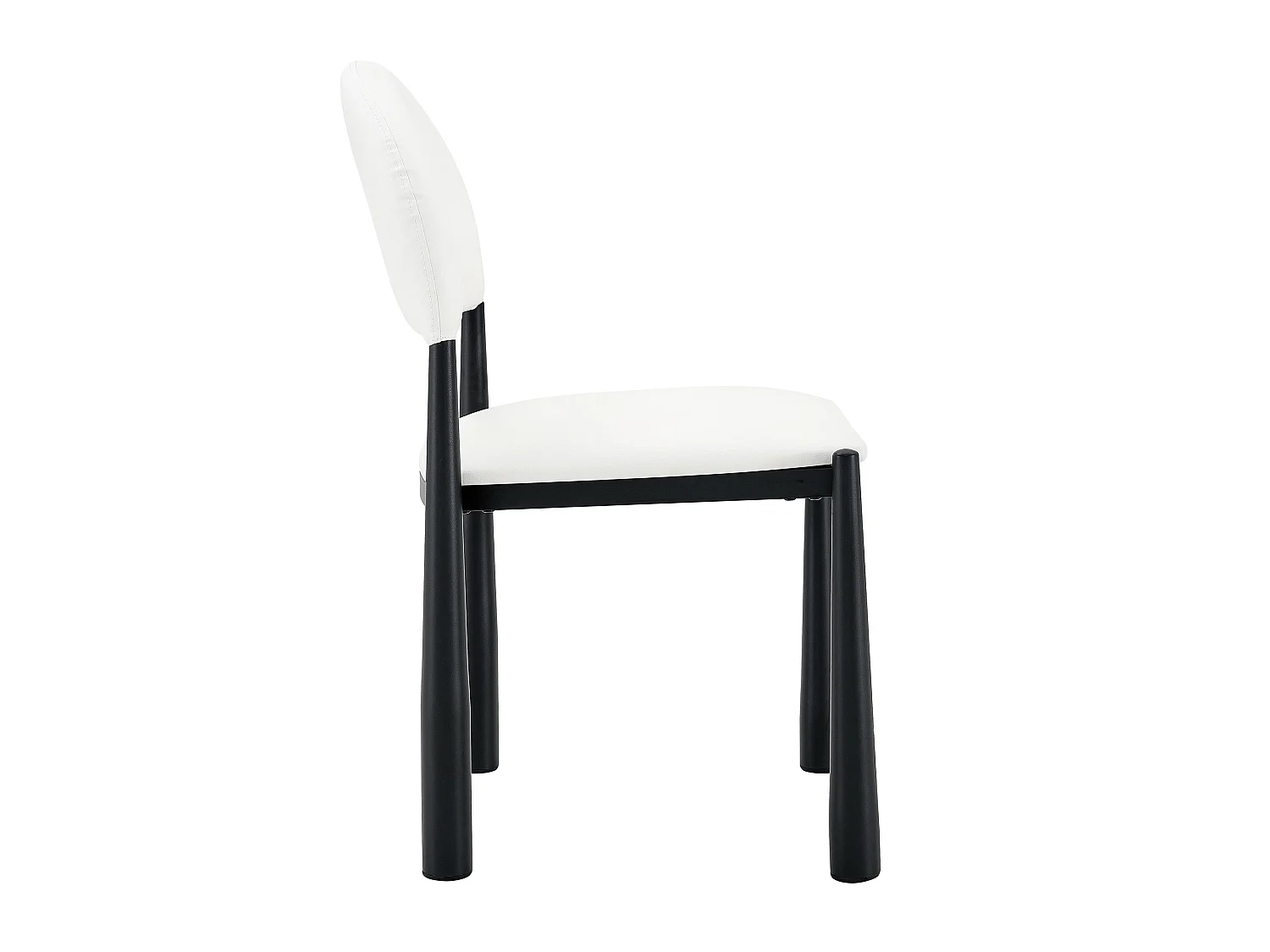 Lot de 2 chaises en PU blanc - Dossier demi-rond et pieds métal noir