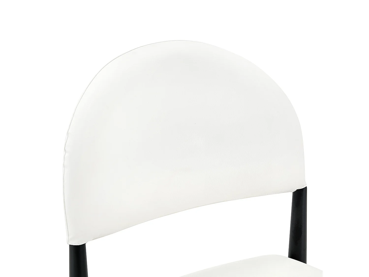 Lot de 2 chaises en PU blanc - Dossier demi-rond et pieds métal noir
