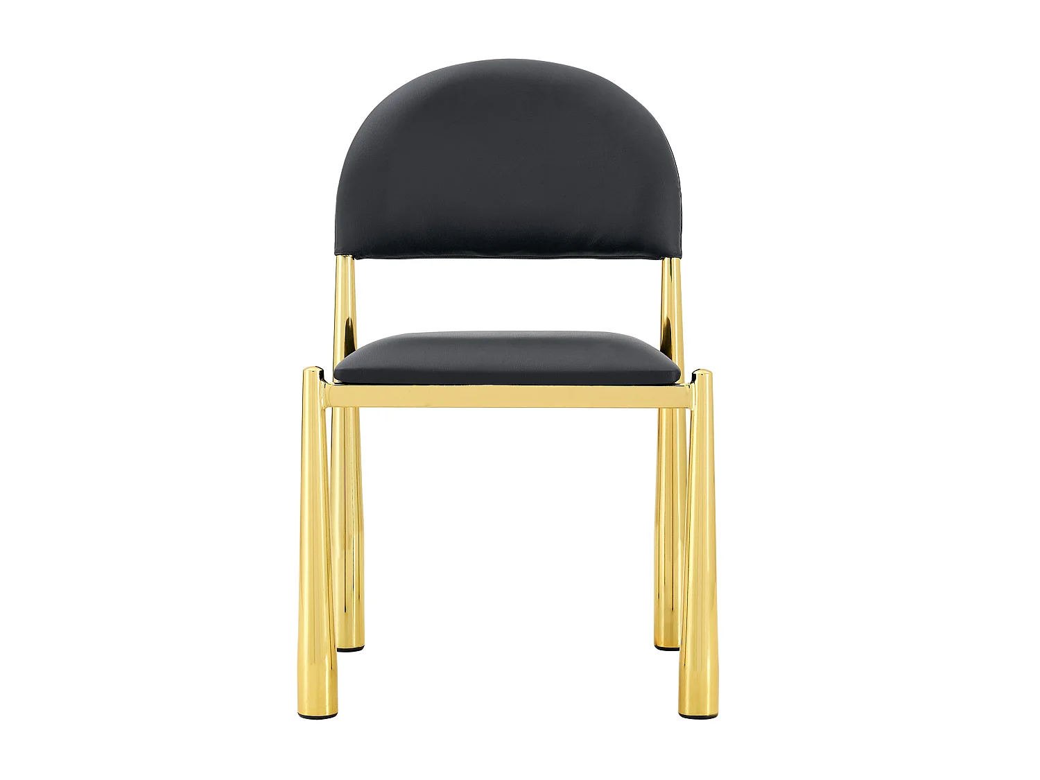 Set van 2 PU-stoelen met halfronde rugleuning en metalen poten – Zwart en goud