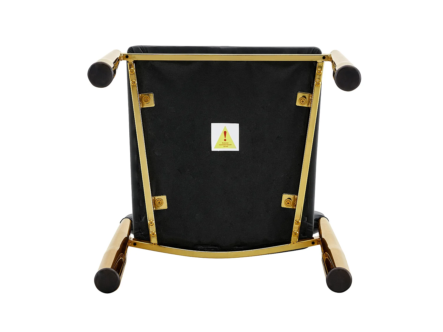 Set van 2 PU-stoelen met halfronde rugleuning en metalen poten – Zwart en goud