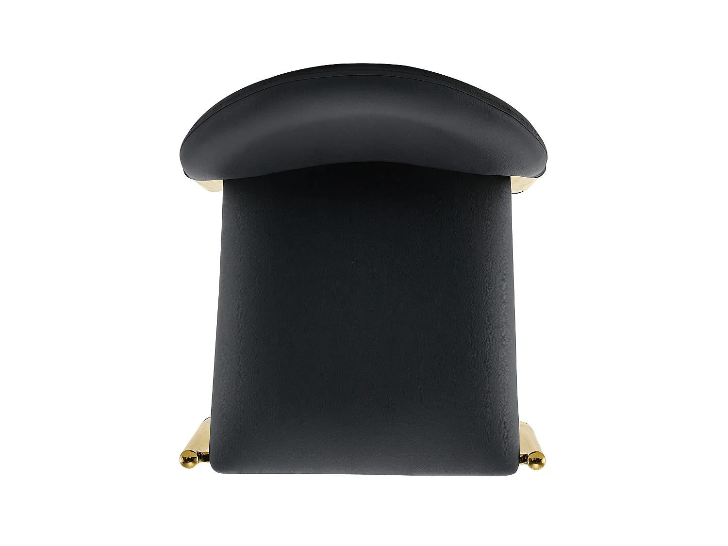 Set van 2 PU-stoelen met halfronde rugleuning en metalen poten – Zwart en goud