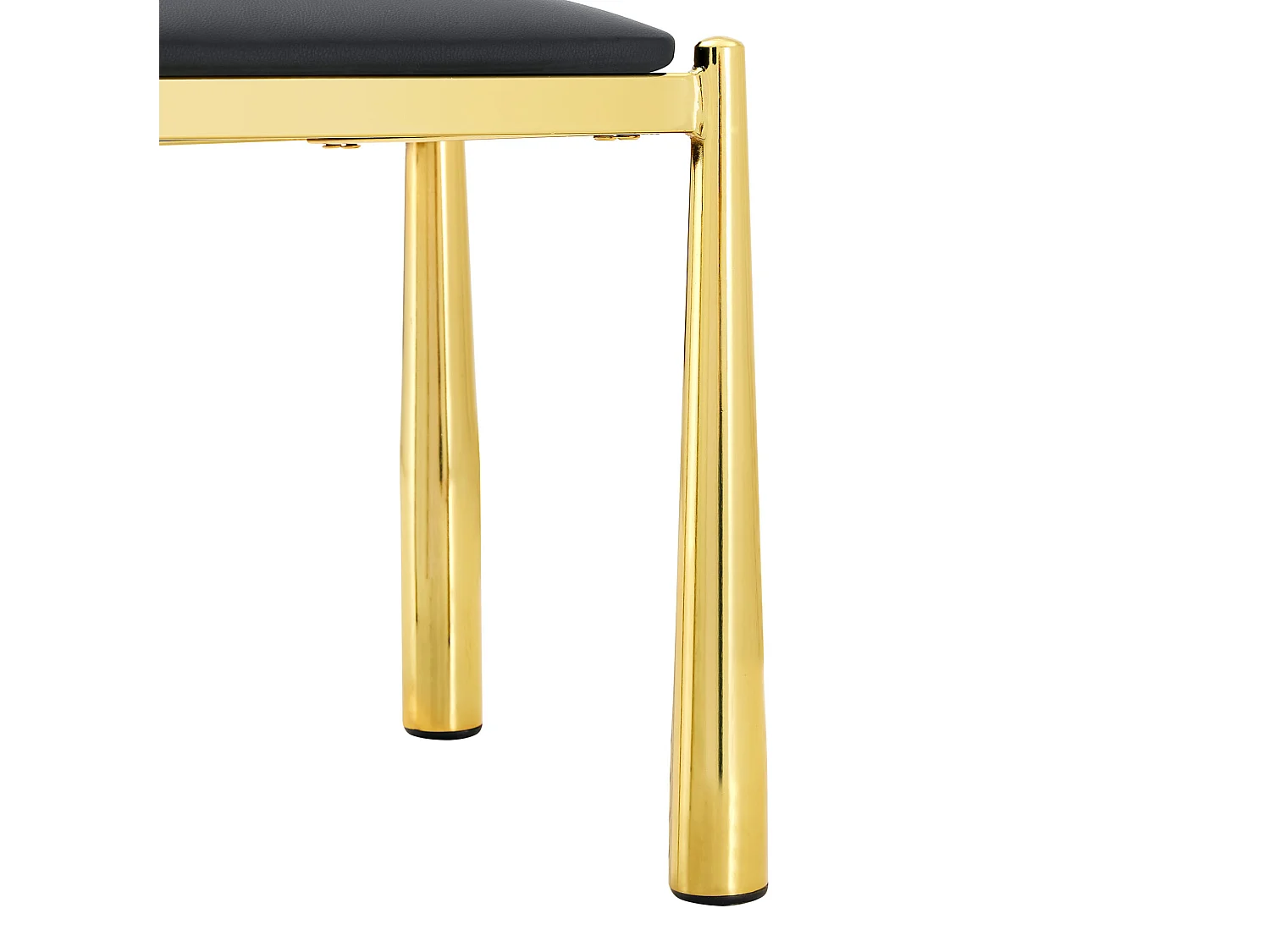 Set van 2 PU-stoelen met halfronde rugleuning en metalen poten – Zwart en goud