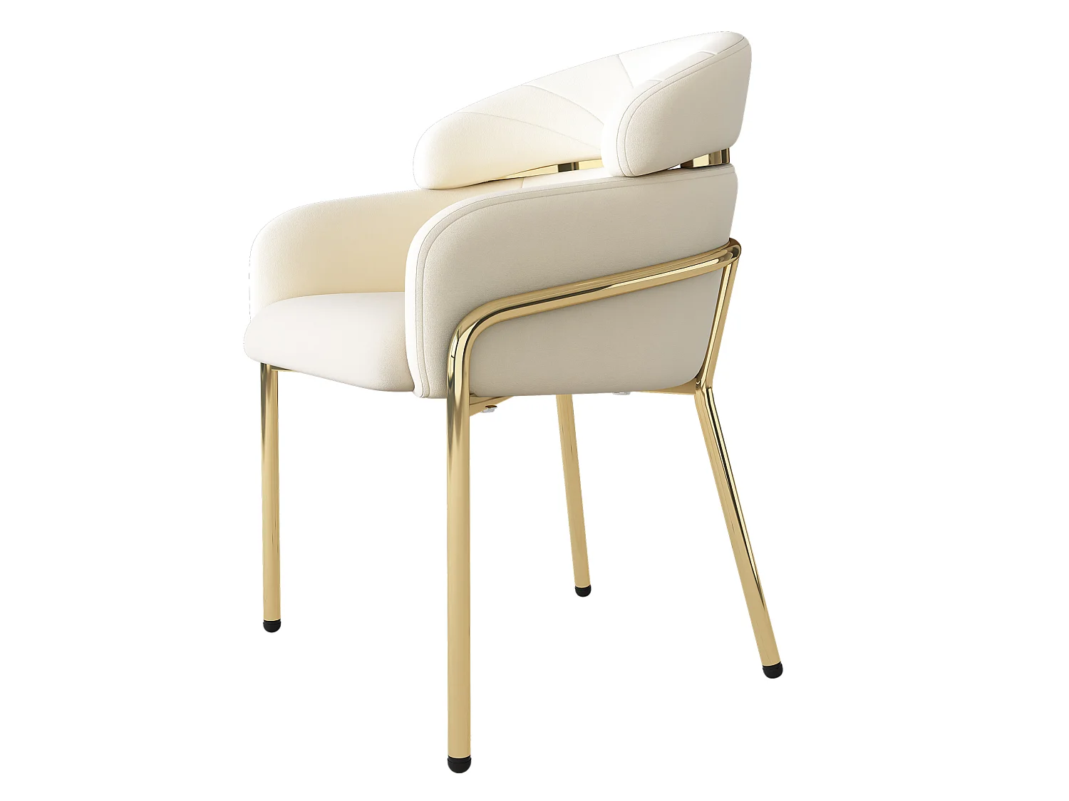 Lot de 6 chaise de salle à manger en velours avec pieds en métal - Beige