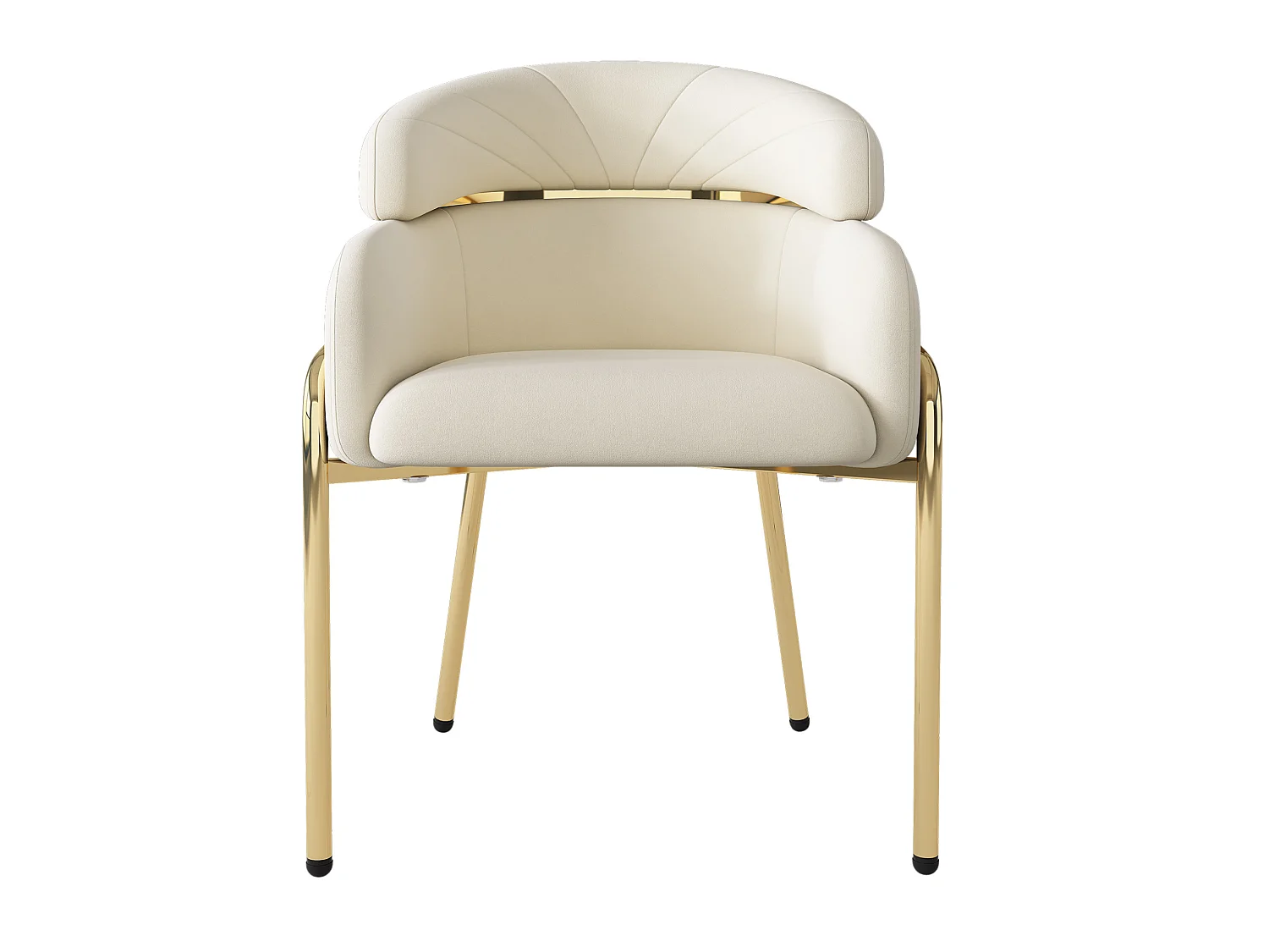 Lot de 6 chaise de salle à manger en velours avec pieds en métal - Beige
