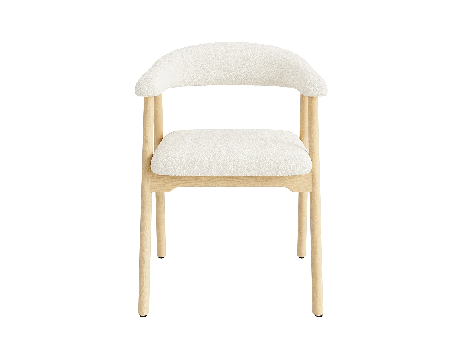 Juego de 6 sillas de madera con tela bouclé - Natural y beige