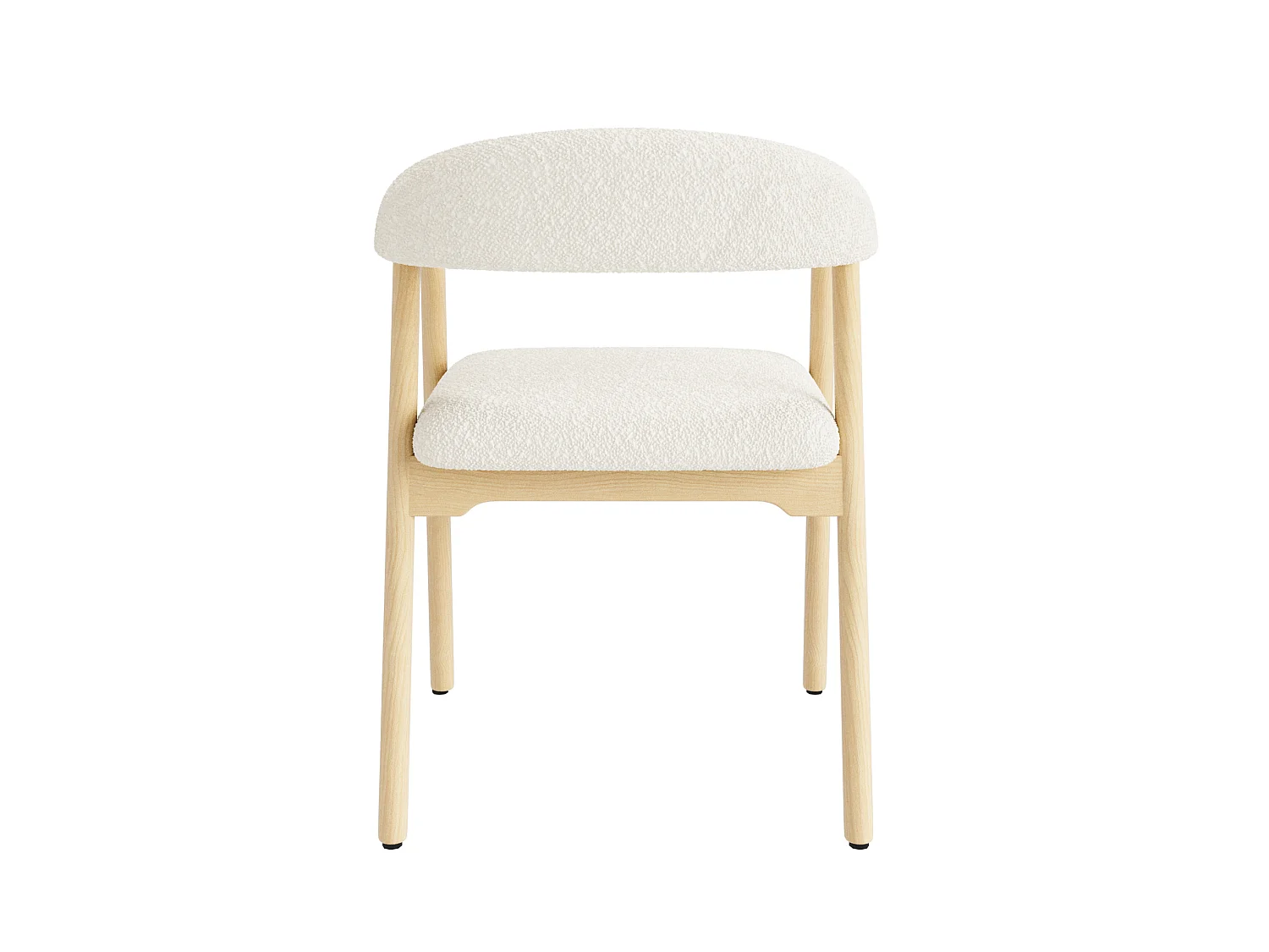 Juego de 6 sillas de madera con tela bouclé - Natural y beige