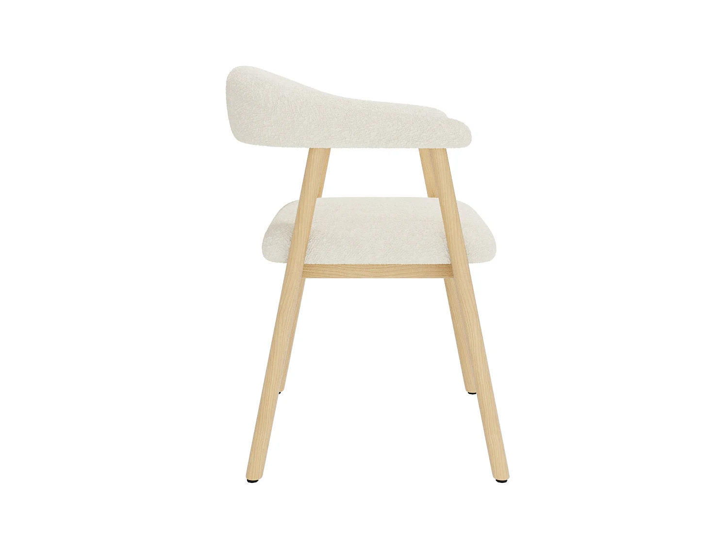 Juego de 6 sillas de madera con tela bouclé - Natural y beige