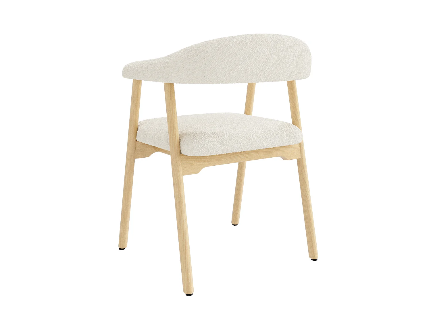 Juego de 6 sillas de madera con tela bouclé - Natural y beige