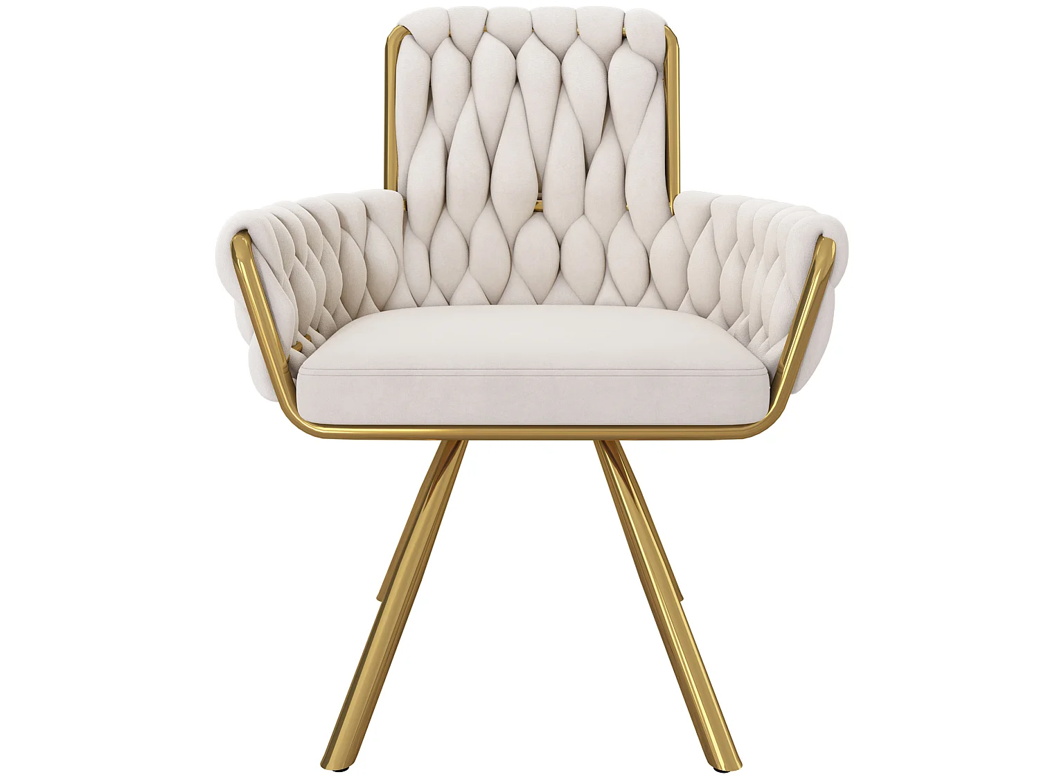 Lot de 6 chaises pivotant en velours - Pieds en métal - Beige