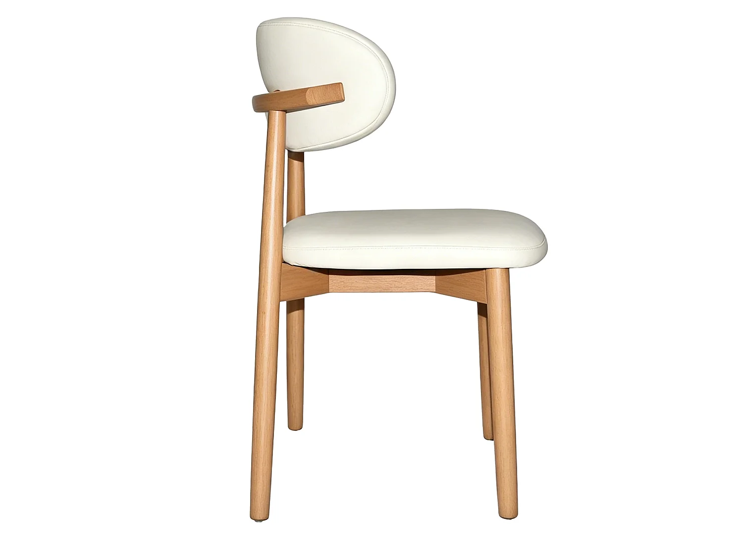 Set van 2 stoelen met poten van licht natuurlijk hout - Wit kunstleer