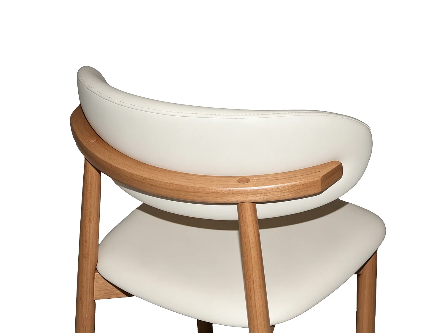 Set van 2 stoelen met poten van licht natuurlijk hout - Wit kunstleer