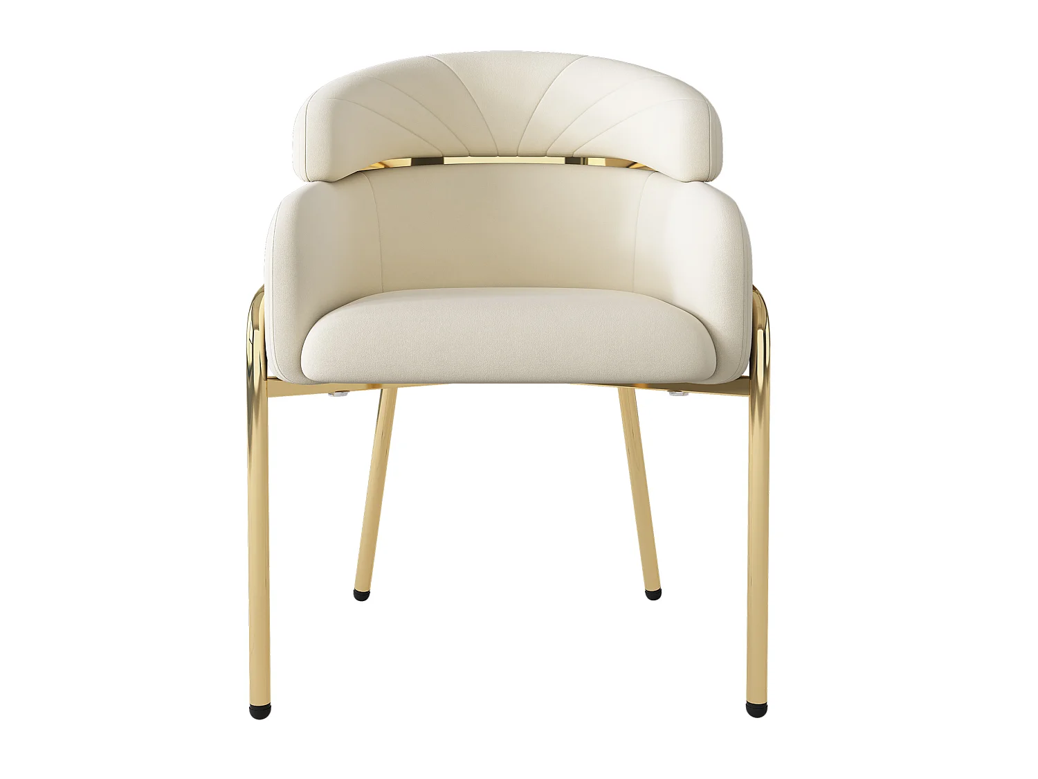 Lot de 2 chaise de salle à manger en velours avec pieds en métal - Beige