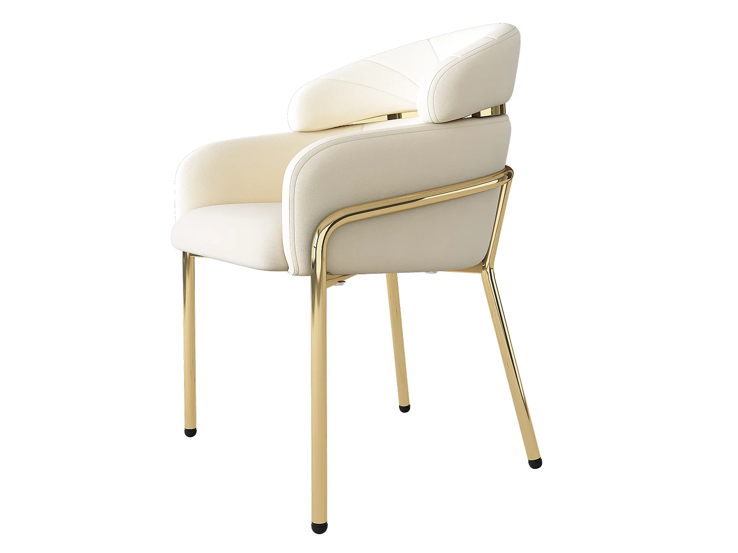 Lot de 2 chaise de salle à manger en velours avec pieds en métal - Beige