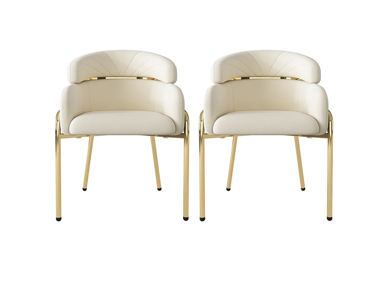 Lot de 2 chaise de salle à manger en velours avec pieds en métal - Beige