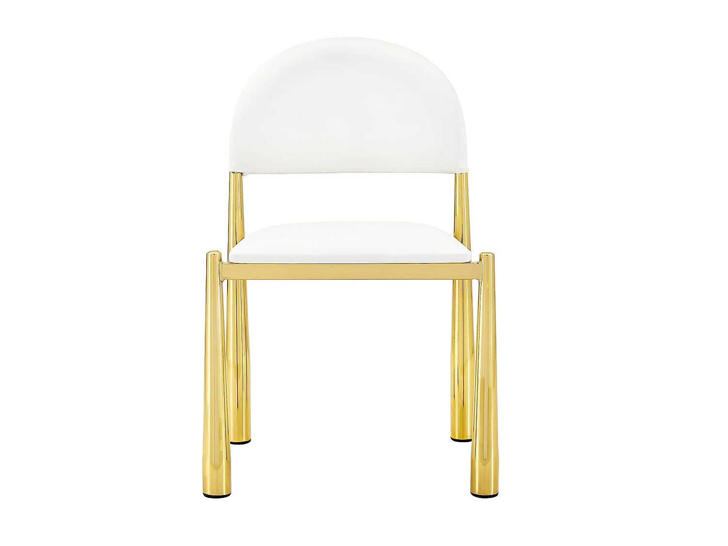 Set van 2 PU-stoelen met halfronde rugleuning en metalen poten – Wit en goud