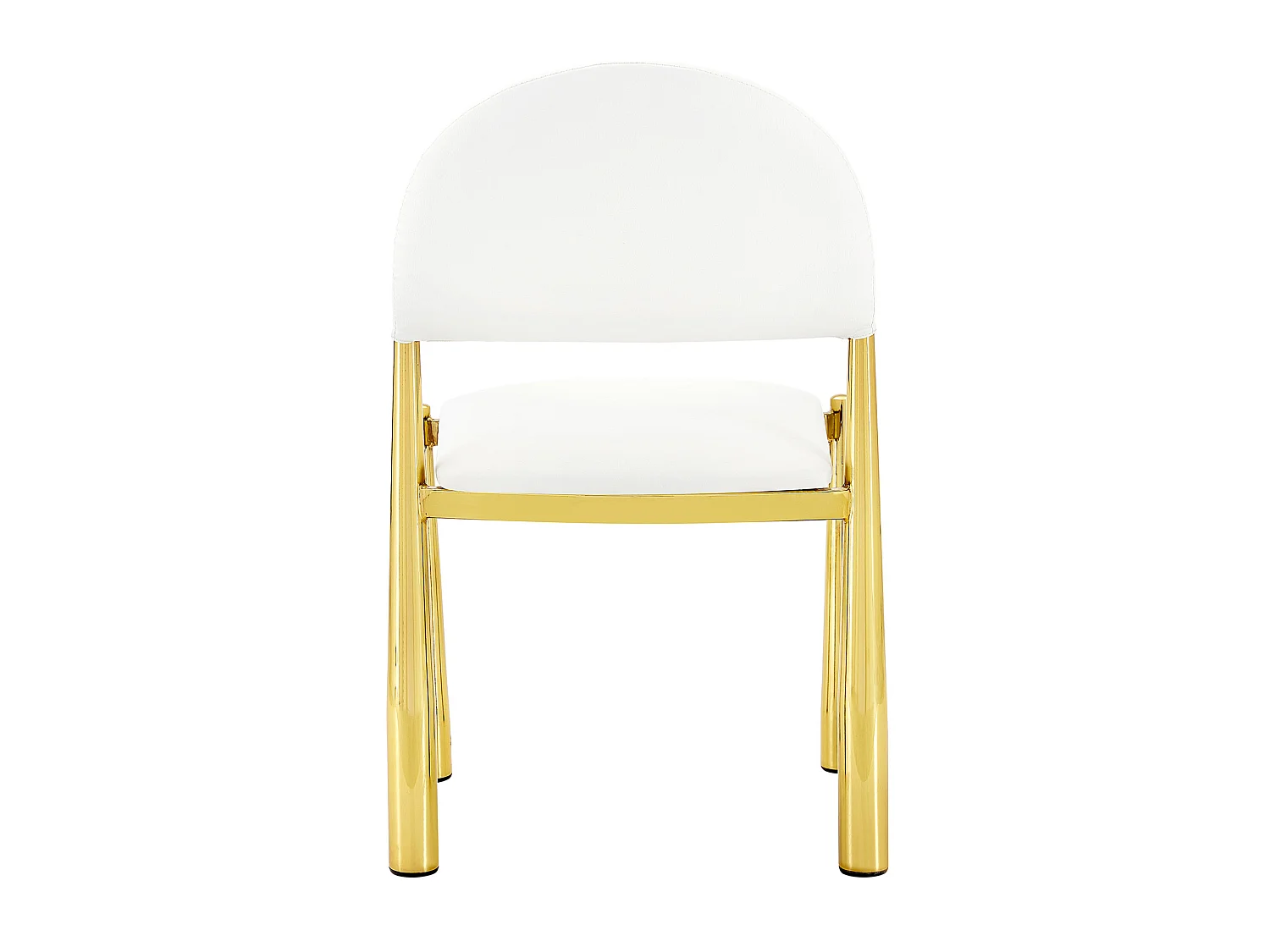 Set van 2 PU-stoelen met halfronde rugleuning en metalen poten – Wit en goud