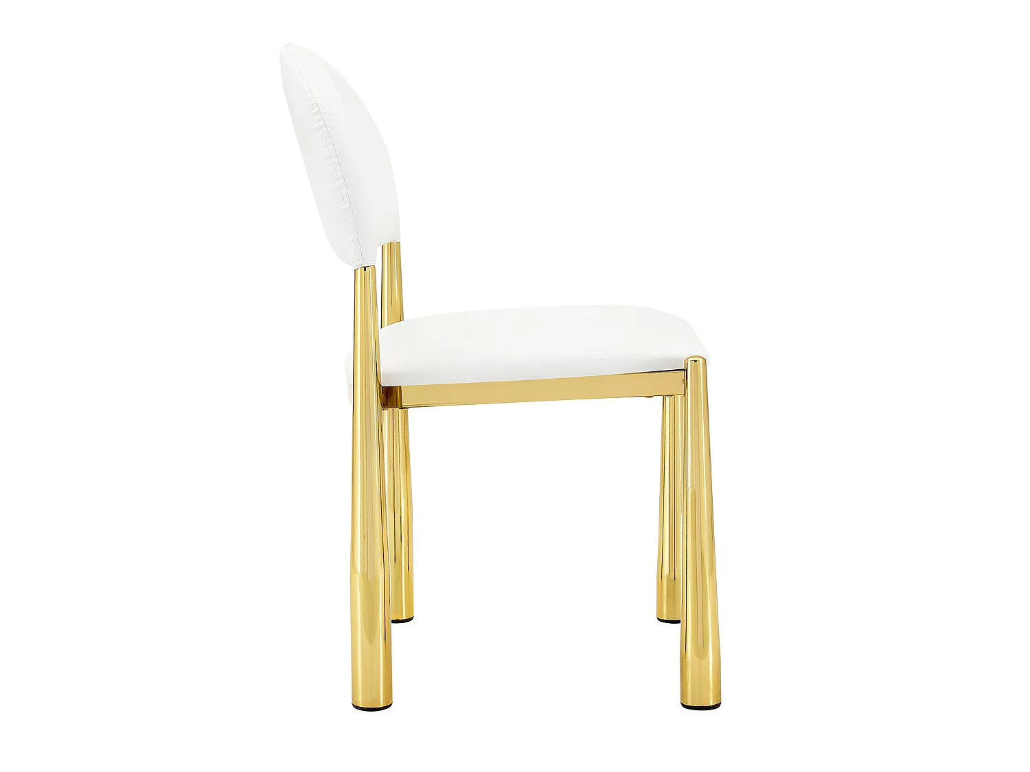 Set van 2 PU-stoelen met halfronde rugleuning en metalen poten – Wit en goud