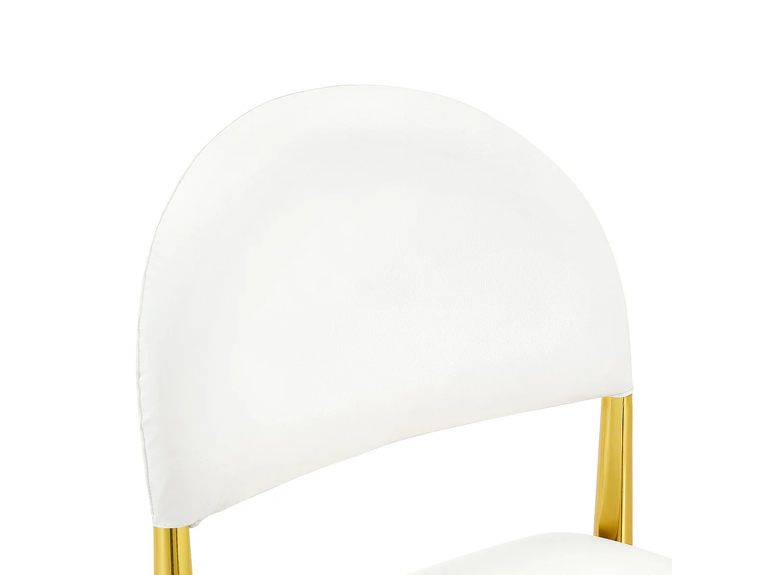 Set van 2 PU-stoelen met halfronde rugleuning en metalen poten – Wit en goud