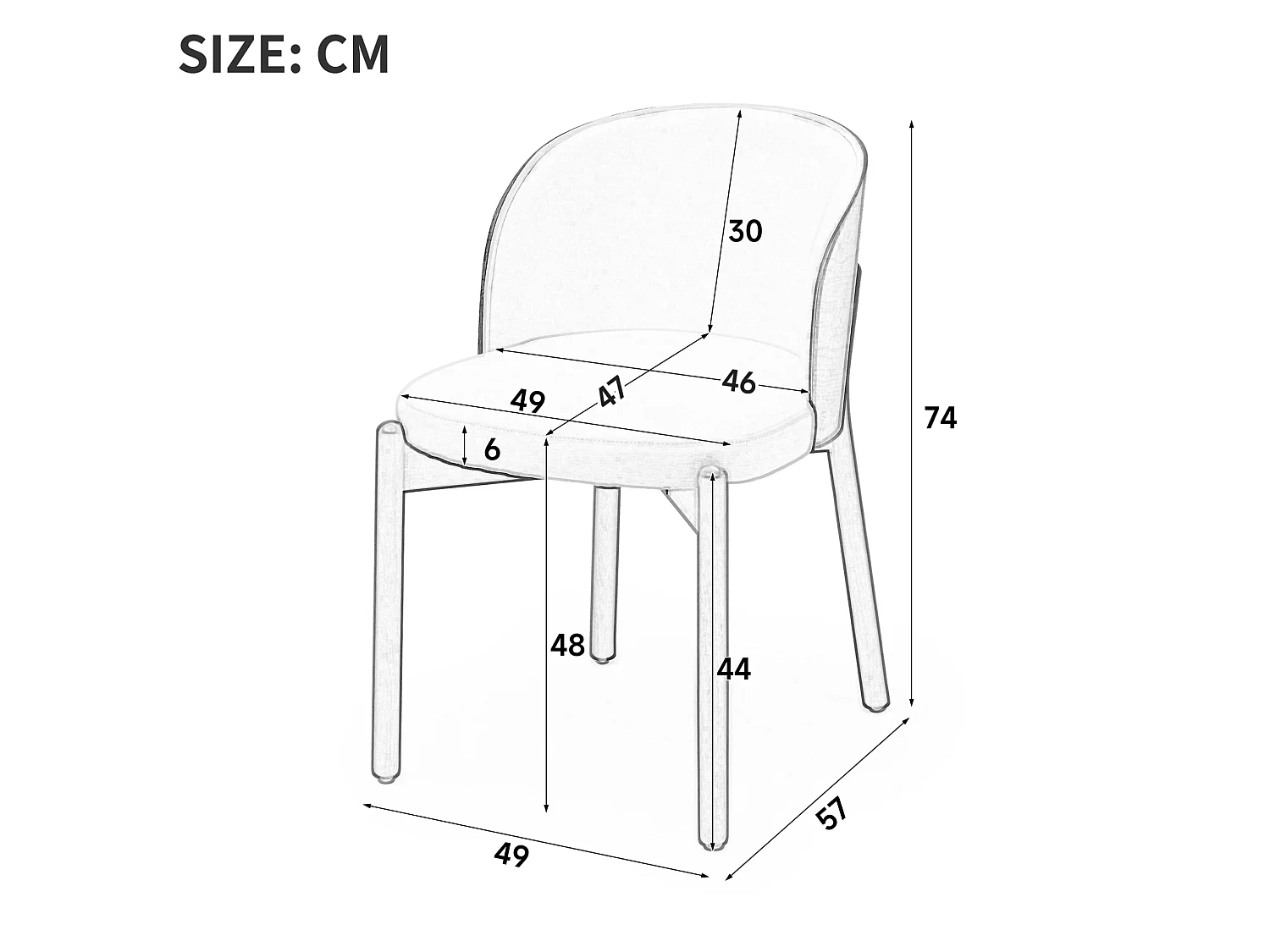 Juego de 6 sillas de comedor de madera y lino - Natural y blanco