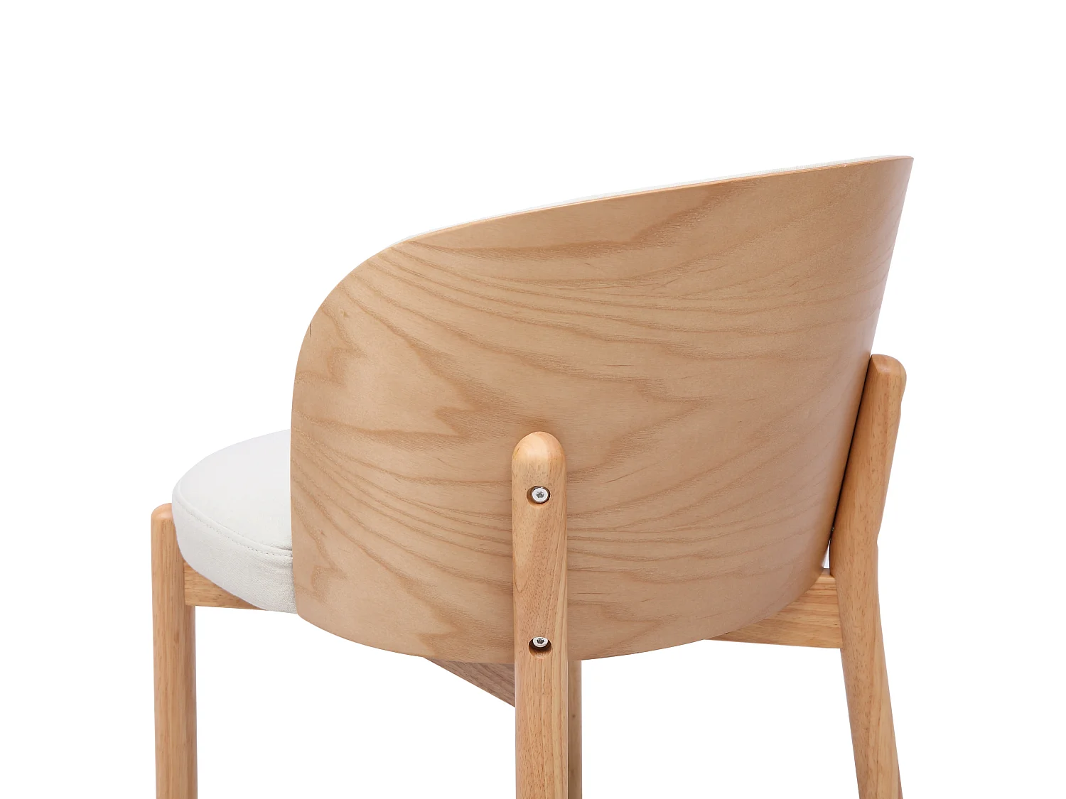 Juego de 6 sillas de comedor de madera y lino - Natural y blanco