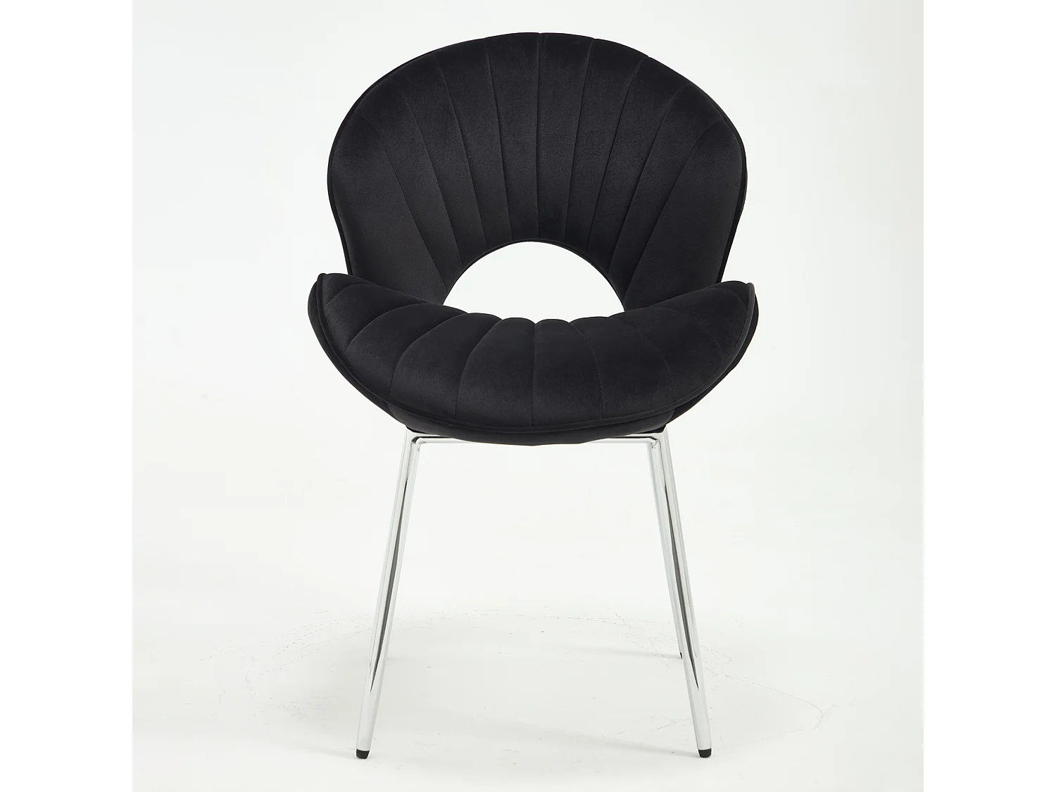 Set van 2 fluwelen stoelen met gebogen rugleuning en open achterzijde – Zonder armleuningen – Zwart