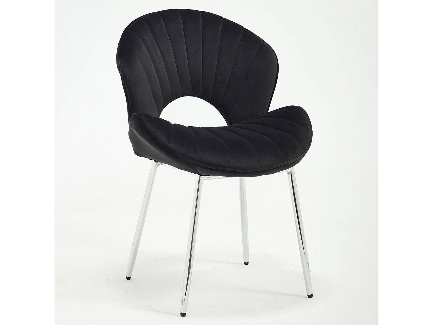 Set van 2 fluwelen stoelen met gebogen rugleuning en open achterzijde – Zonder armleuningen – Zwart