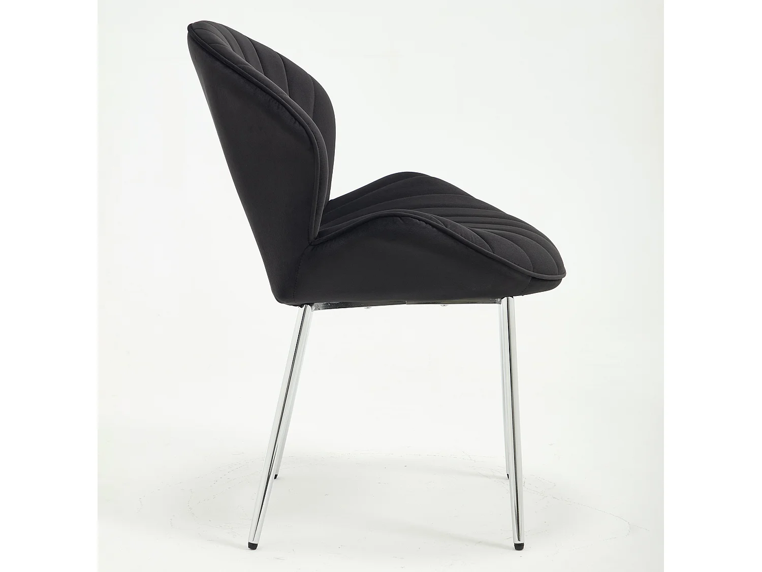 Set van 2 fluwelen stoelen met gebogen rugleuning en open achterzijde – Zonder armleuningen – Zwart