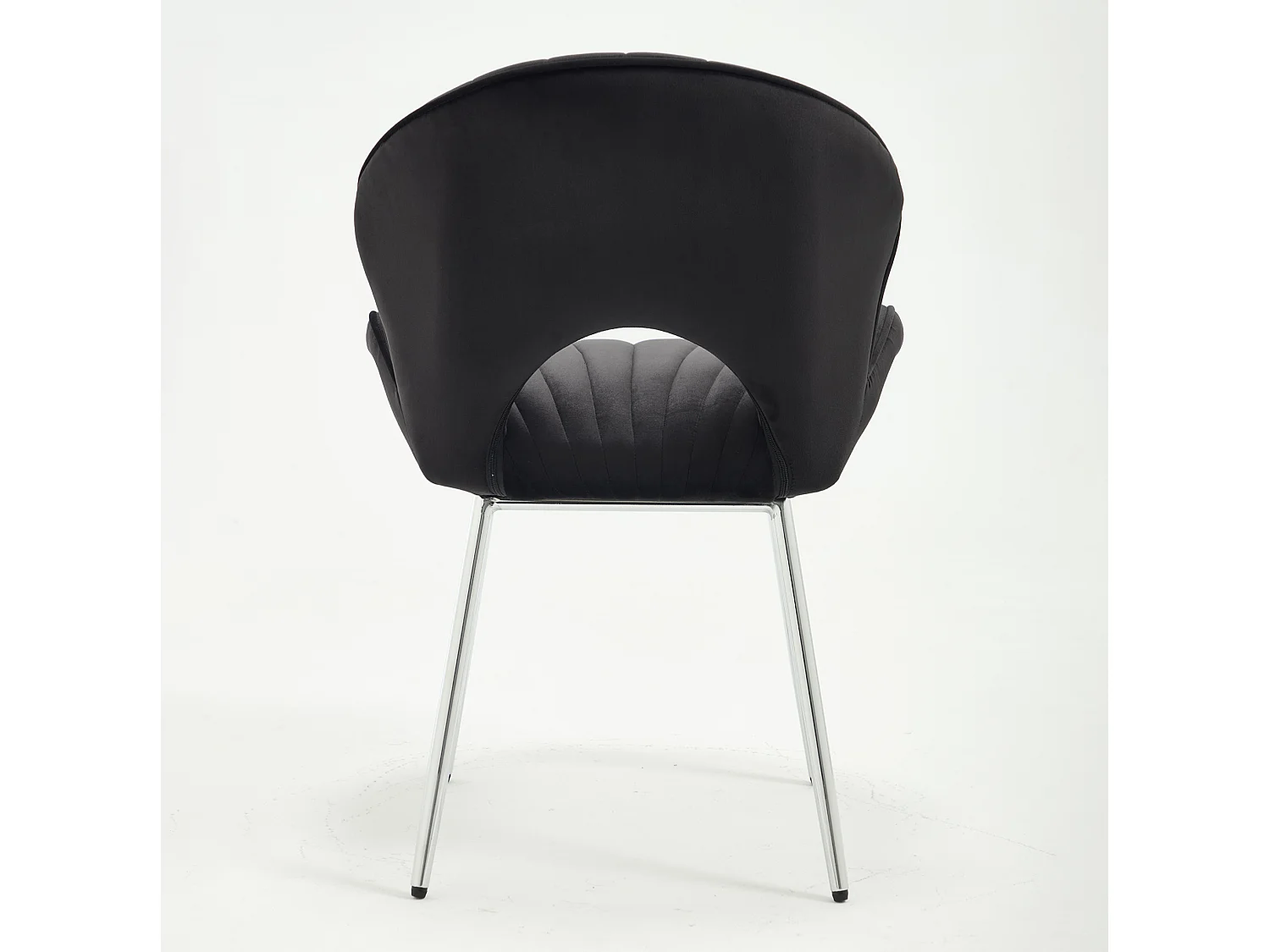 Set van 2 fluwelen stoelen met gebogen rugleuning en open achterzijde – Zonder armleuningen – Zwart
