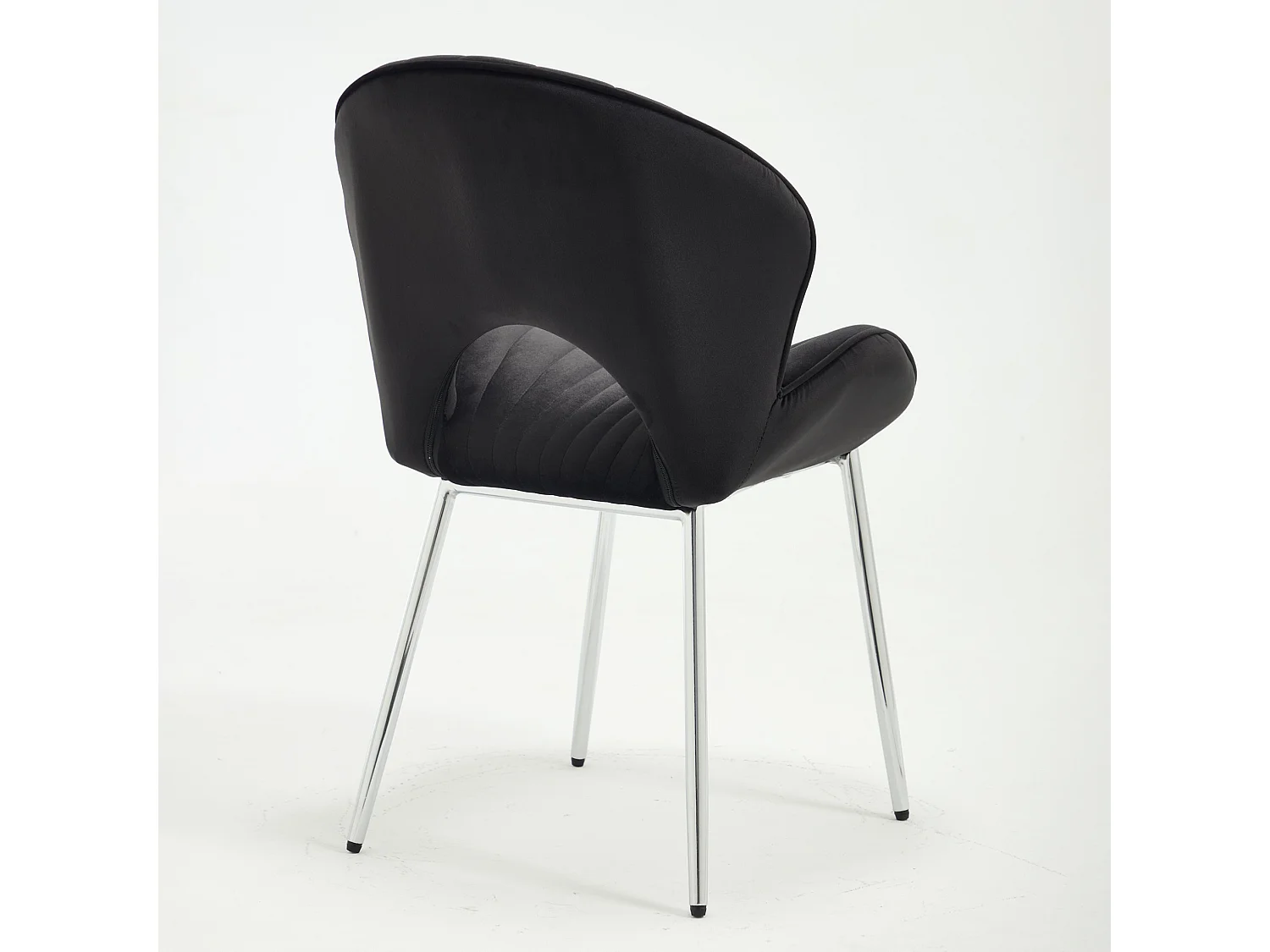 Set van 2 fluwelen stoelen met gebogen rugleuning en open achterzijde – Zonder armleuningen – Zwart