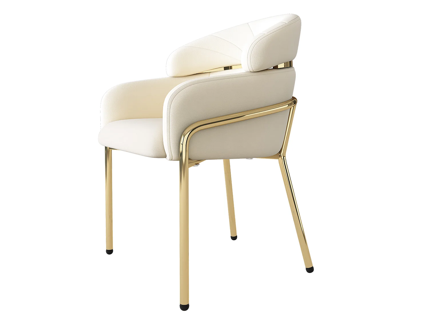 Chaise de salle à manger en velours avec pieds en métal - Beige