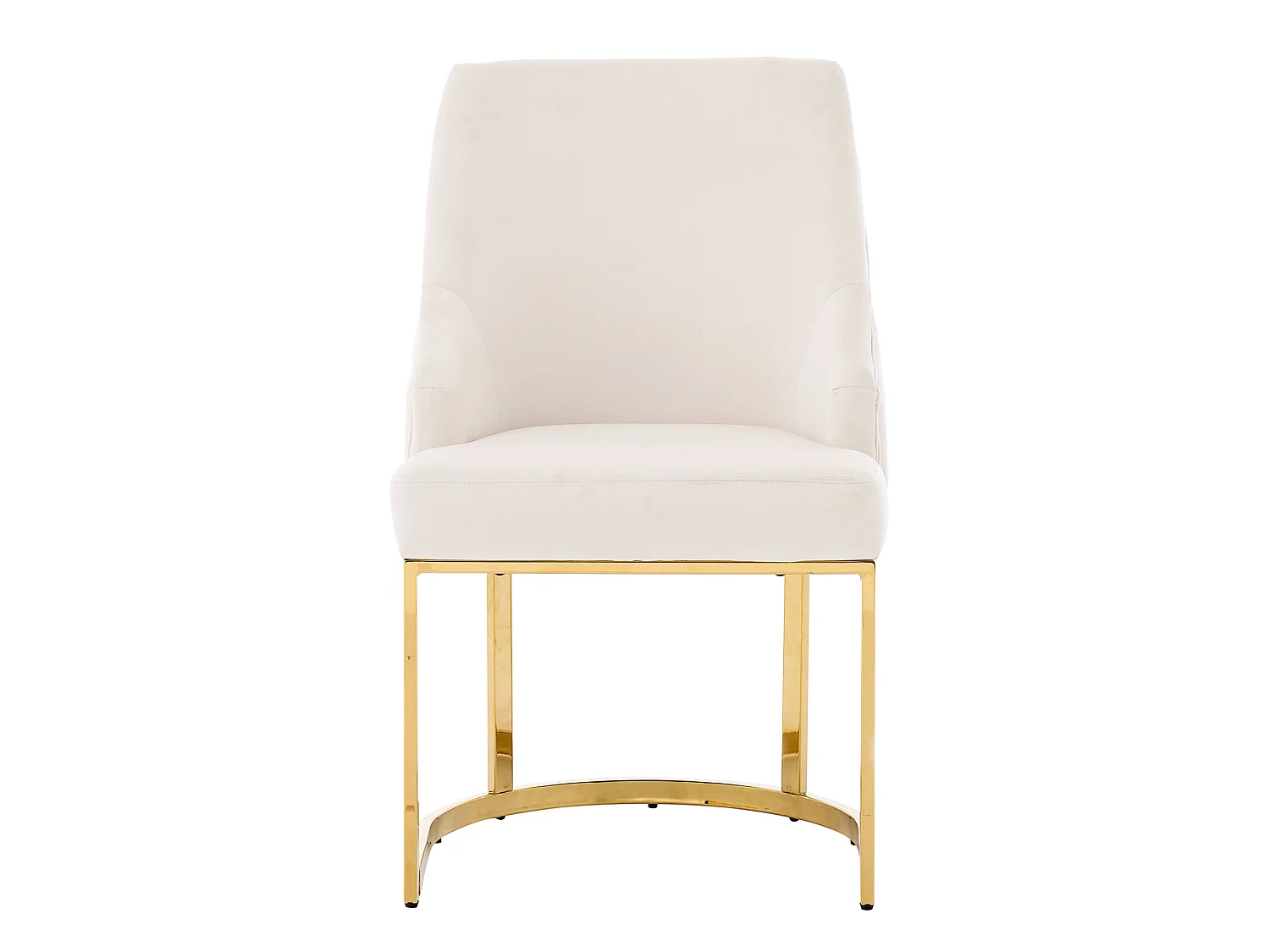 Set van 4 beige fluwelen stoelen met goudkleurige metalen poten – Moderne stijl