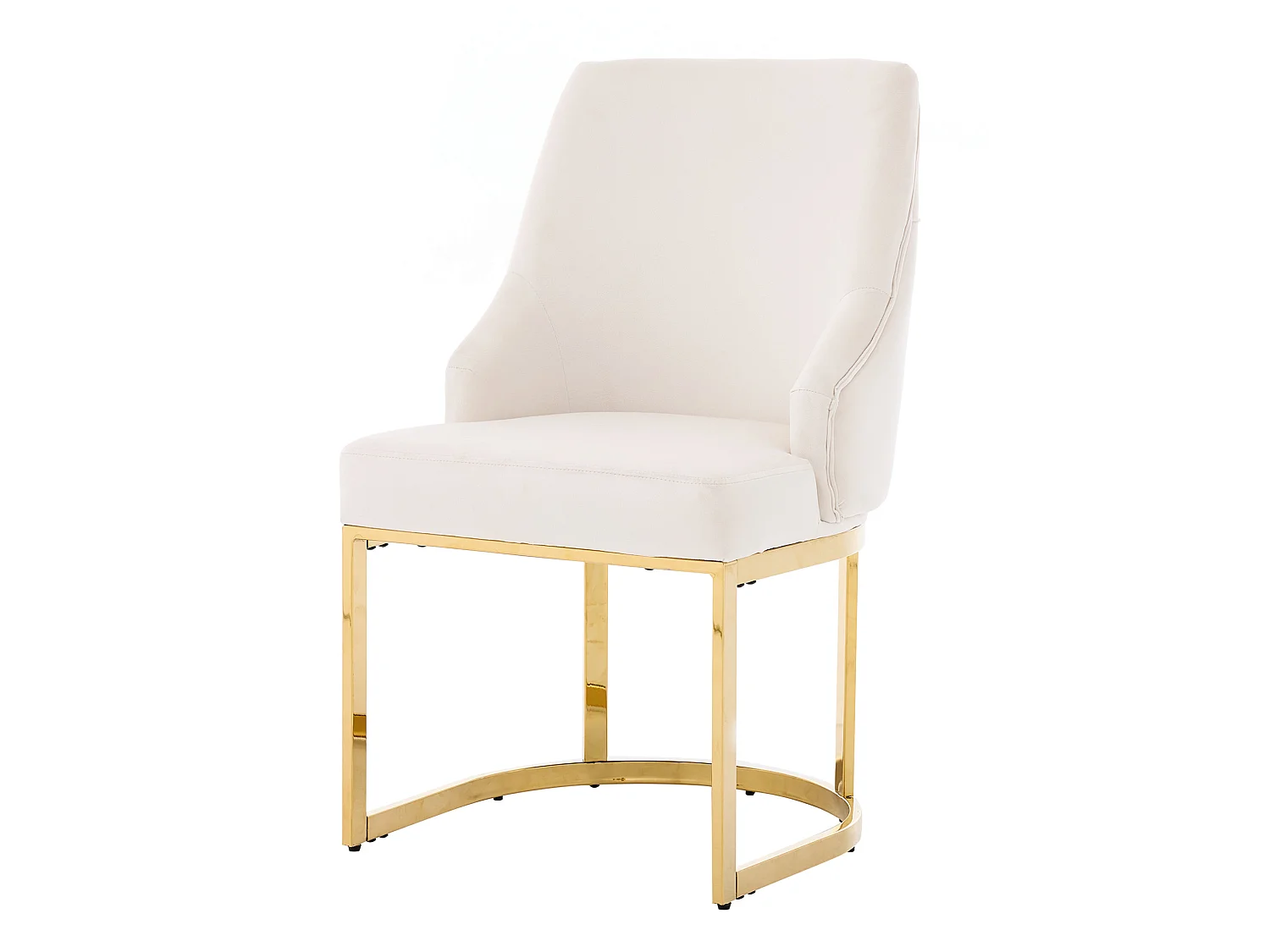 Set van 4 beige fluwelen stoelen met goudkleurige metalen poten – Moderne stijl