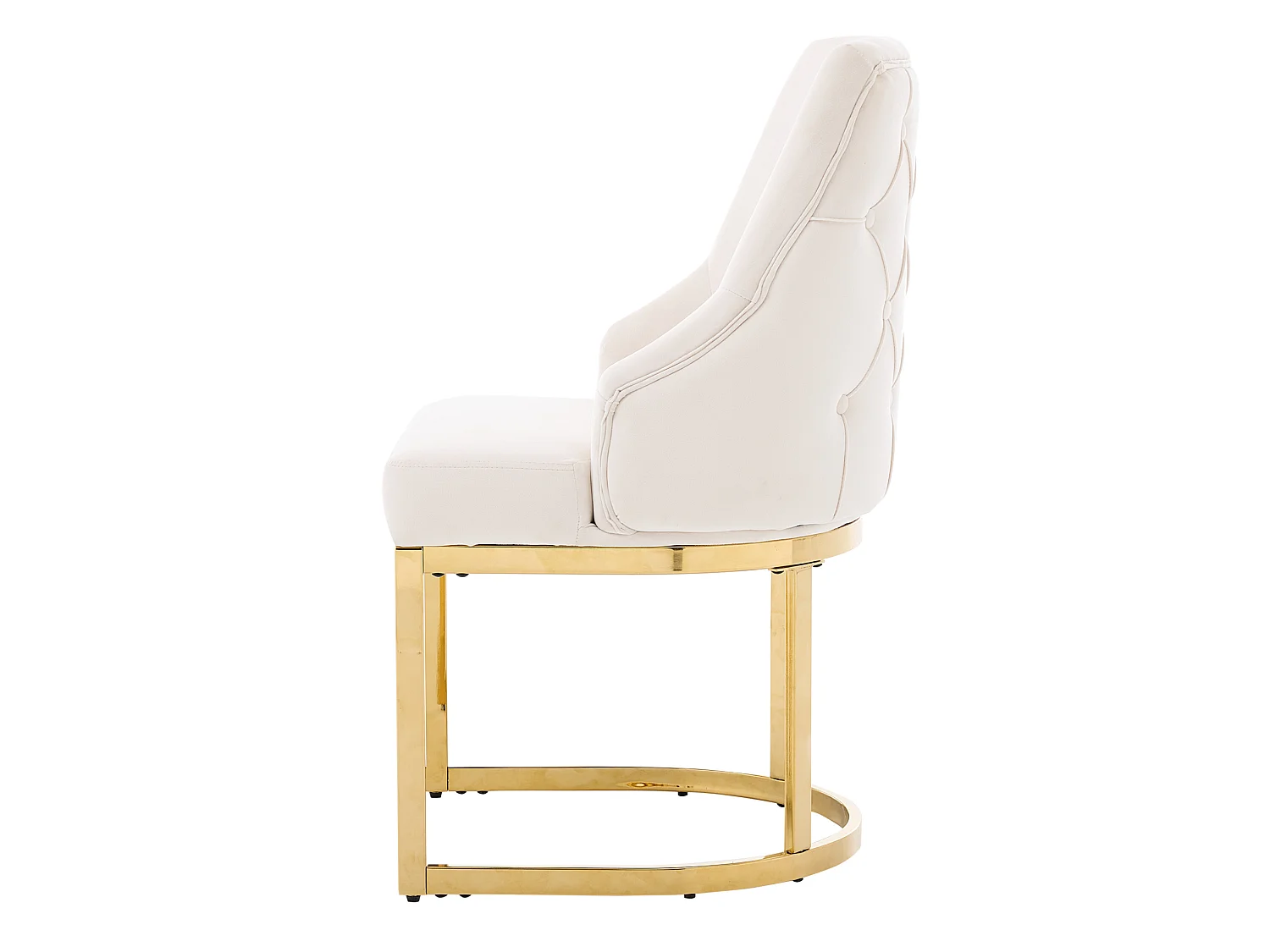 Set van 4 beige fluwelen stoelen met goudkleurige metalen poten – Moderne stijl