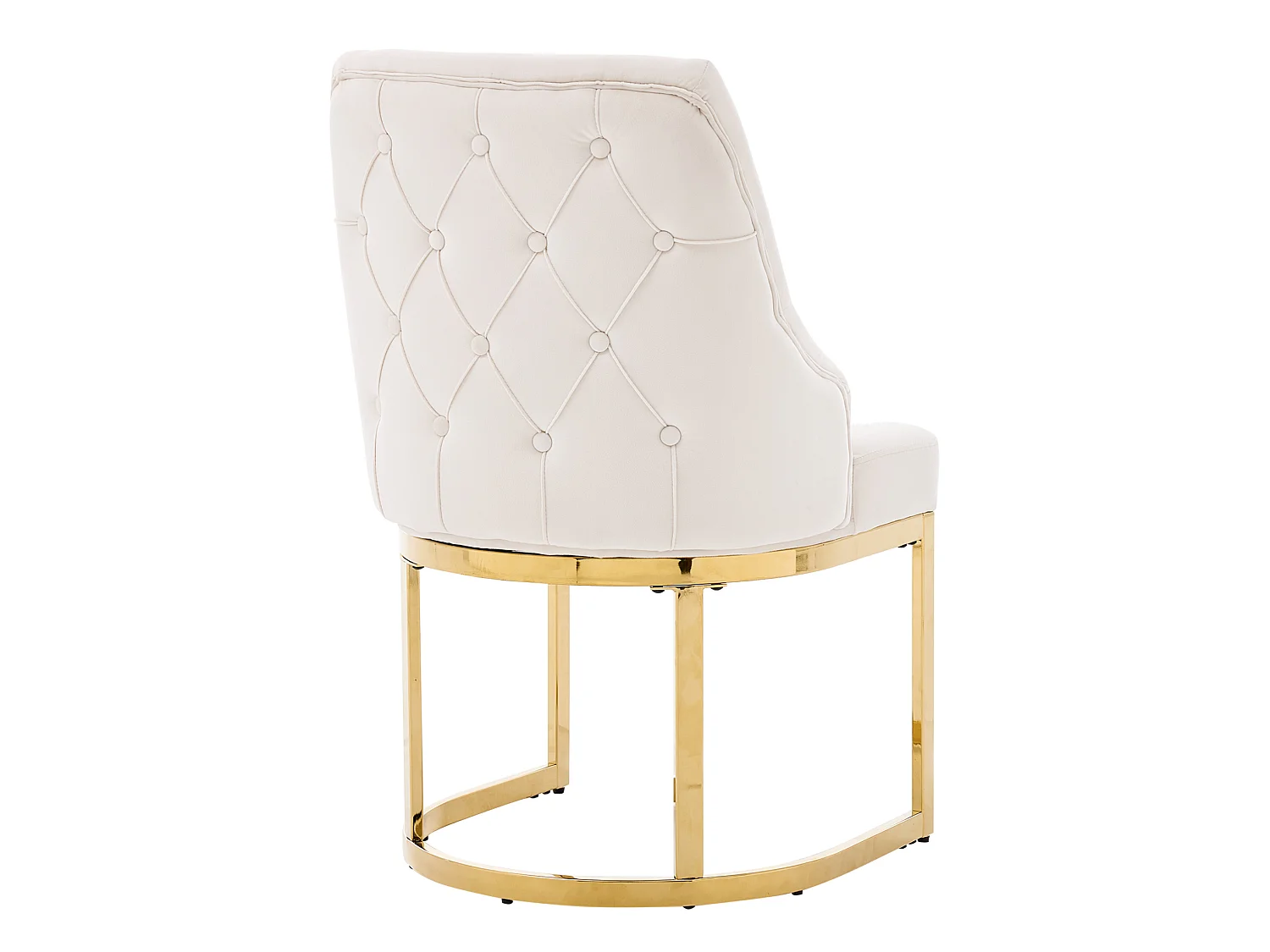 Set van 4 beige fluwelen stoelen met goudkleurige metalen poten – Moderne stijl