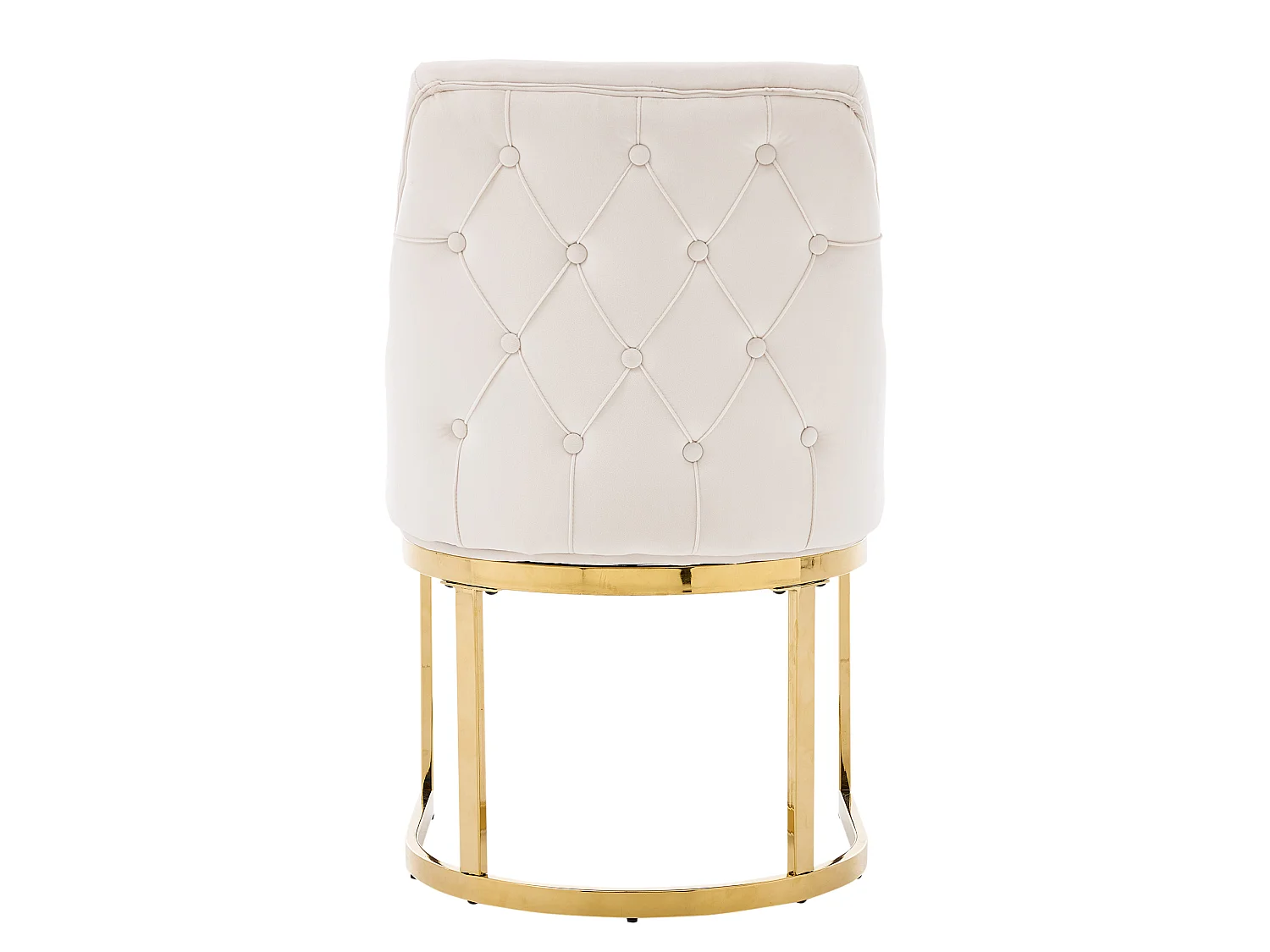 Set van 4 beige fluwelen stoelen met goudkleurige metalen poten – Moderne stijl