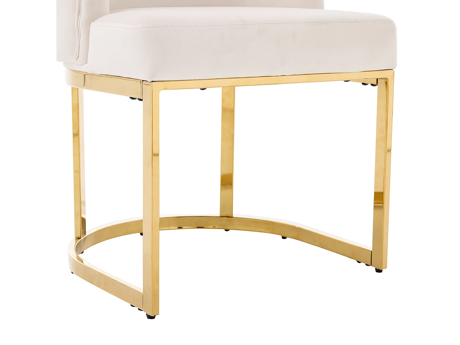 Set van 4 beige fluwelen stoelen met goudkleurige metalen poten – Moderne stijl