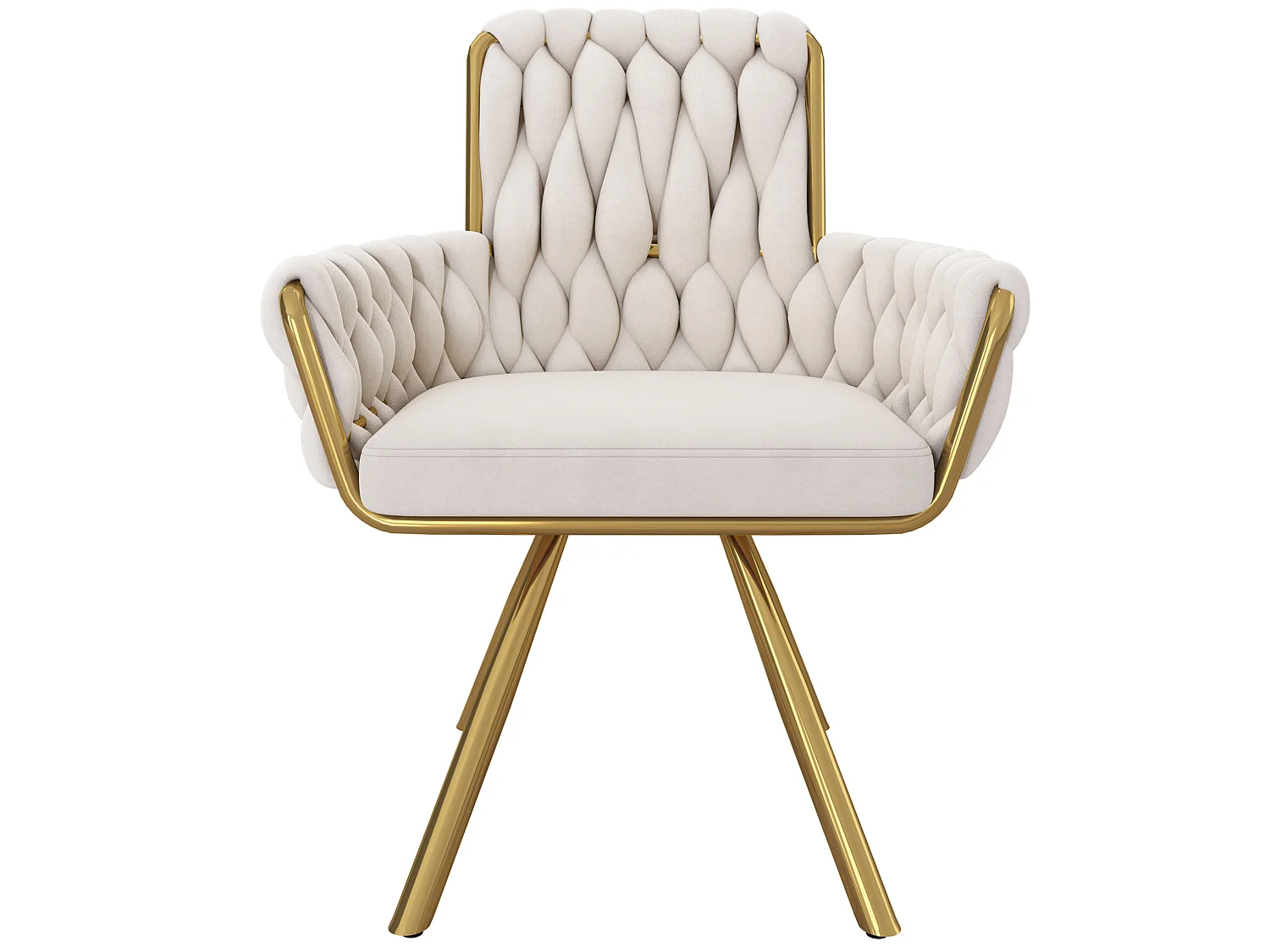 Lot de 2 chaises pivotant en velours - Pieds en métal - Beige