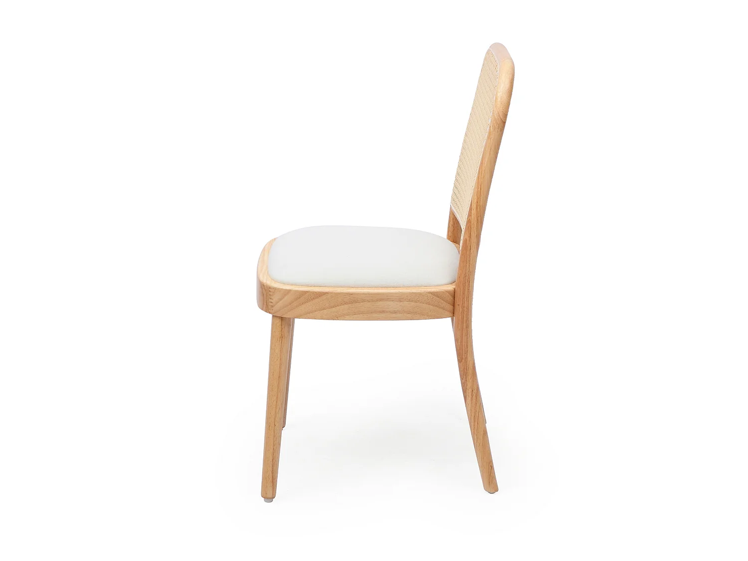 Juego de 6 sillas de lino con respaldo de ratán - Color madera