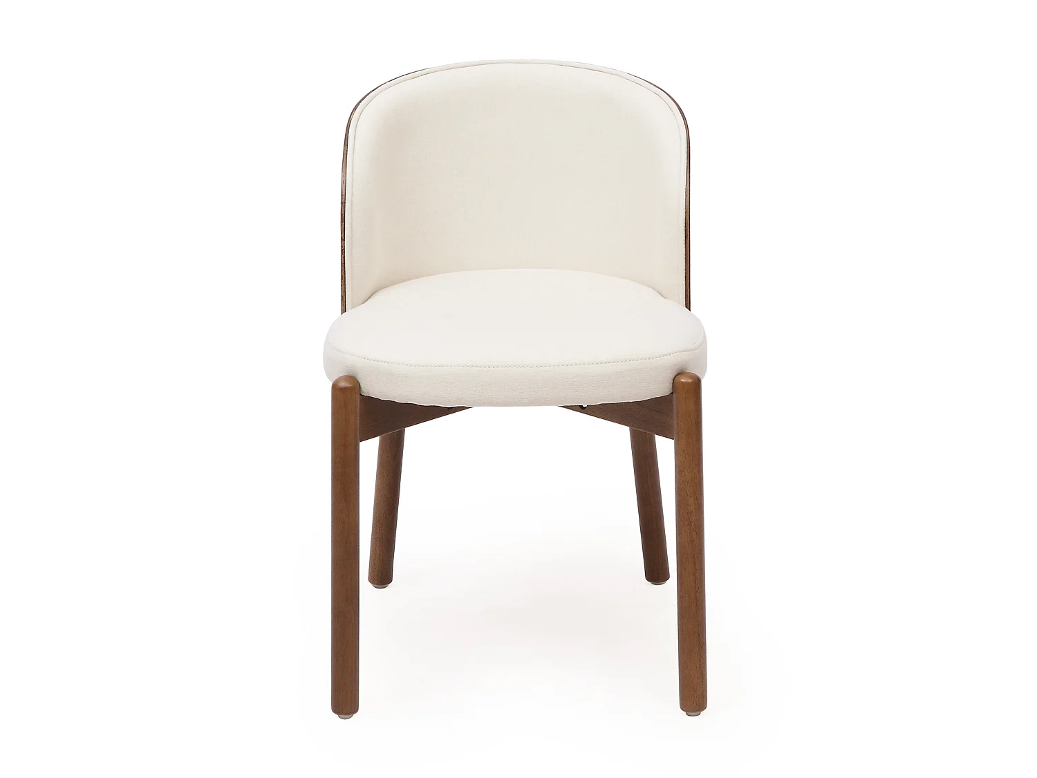 Conjunto de 6 sillas de comedor de madera y lino - Marrón y blanco