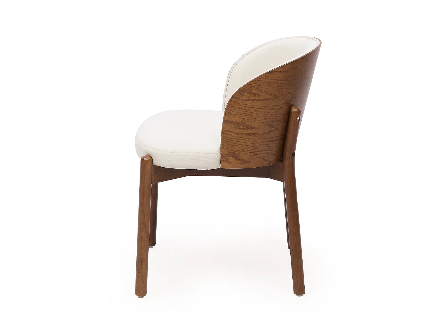 Conjunto de 6 sillas de comedor de madera y lino - Marrón y blanco