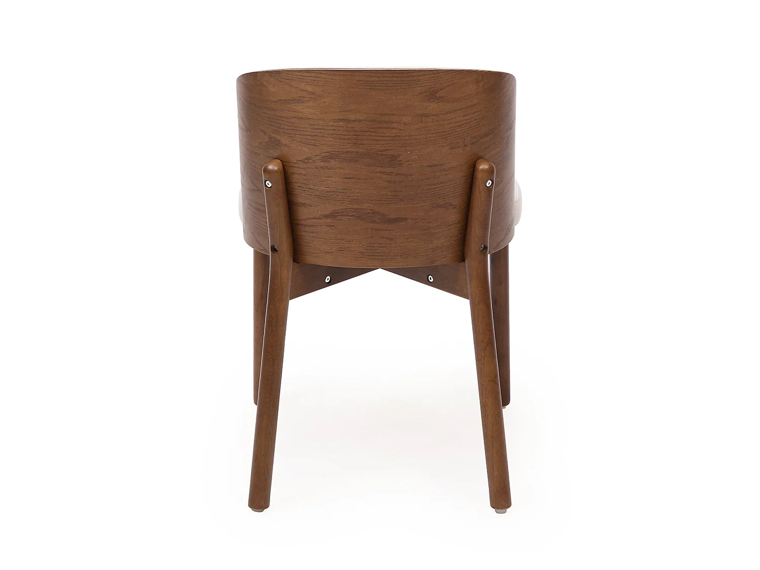 Conjunto de 6 sillas de comedor de madera y lino - Marrón y blanco