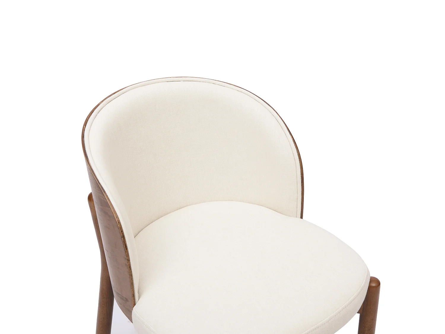 Conjunto de 6 sillas de comedor de madera y lino - Marrón y blanco