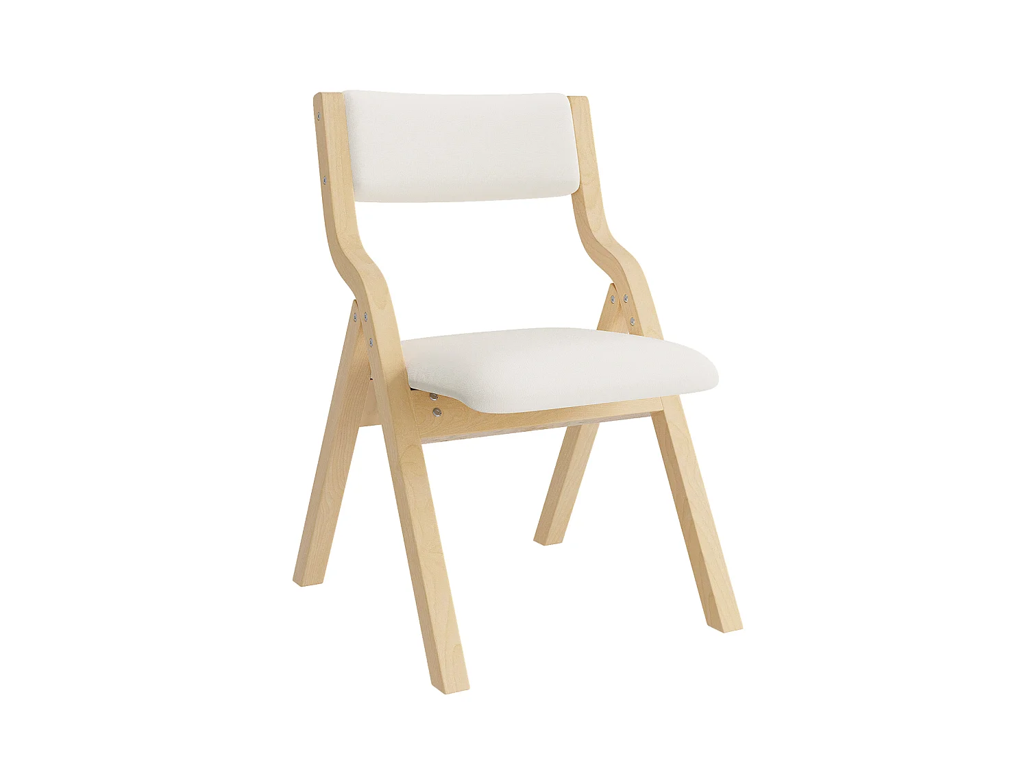 Juego de 4 sillas plegables, beige y natural - Madera y lino