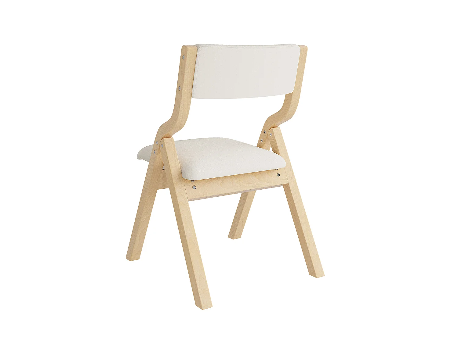 Juego de 4 sillas plegables, beige y natural - Madera y lino