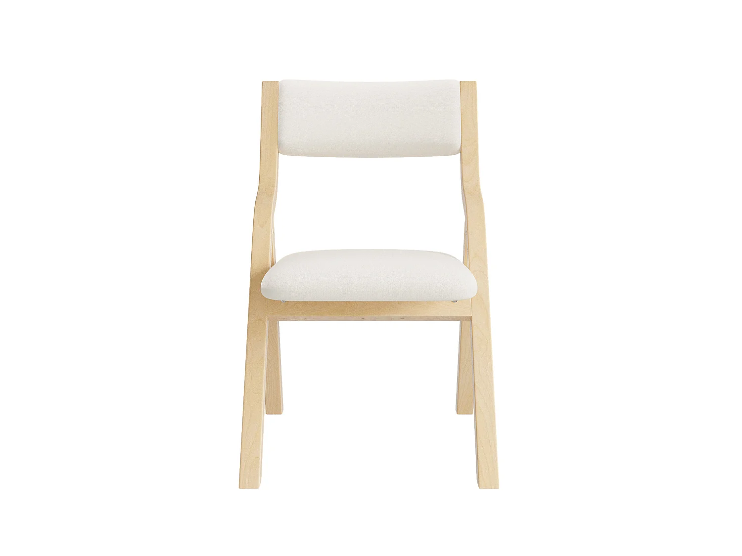 Juego de 4 sillas plegables, beige y natural - Madera y lino