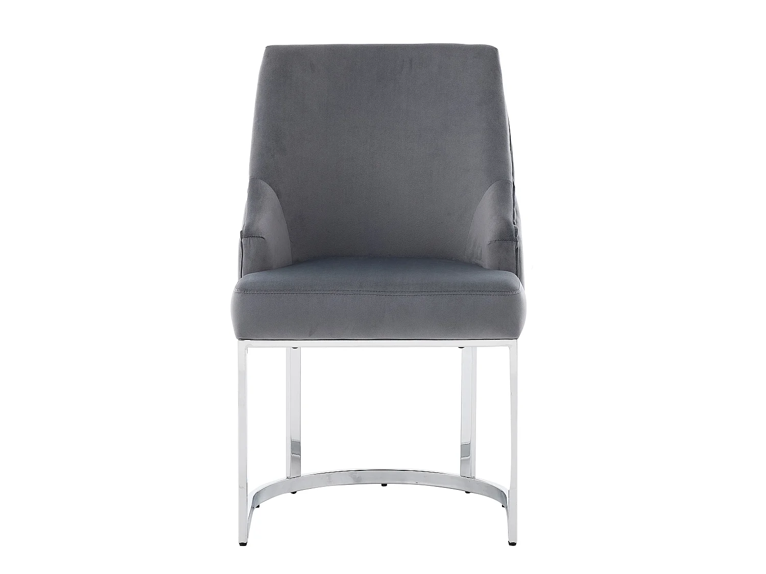 Lot de 2 chaises en velours gris avec pieds en métal argenté - Style moderne