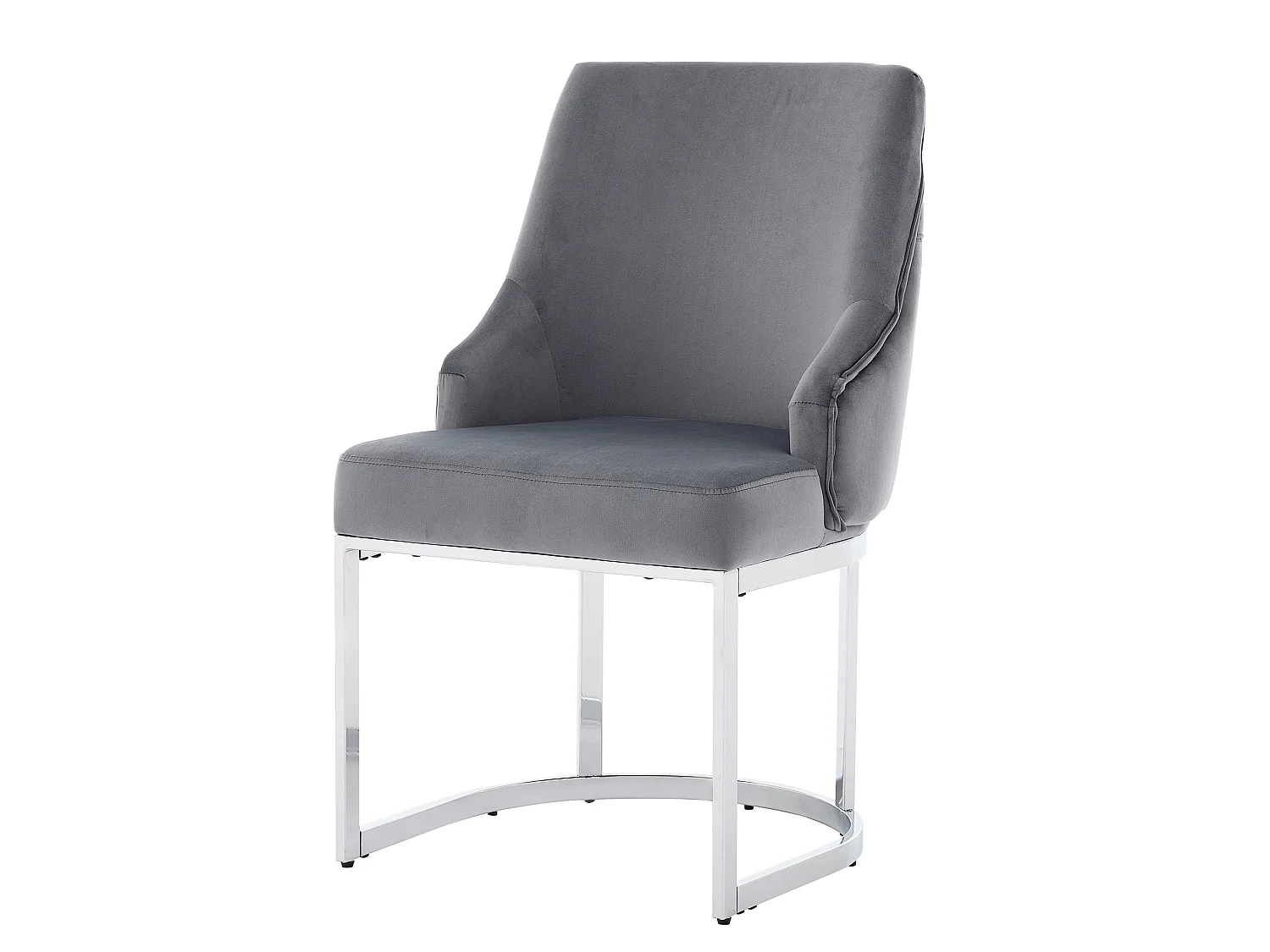 Lot de 2 chaises en velours gris avec pieds en métal argenté - Style moderne