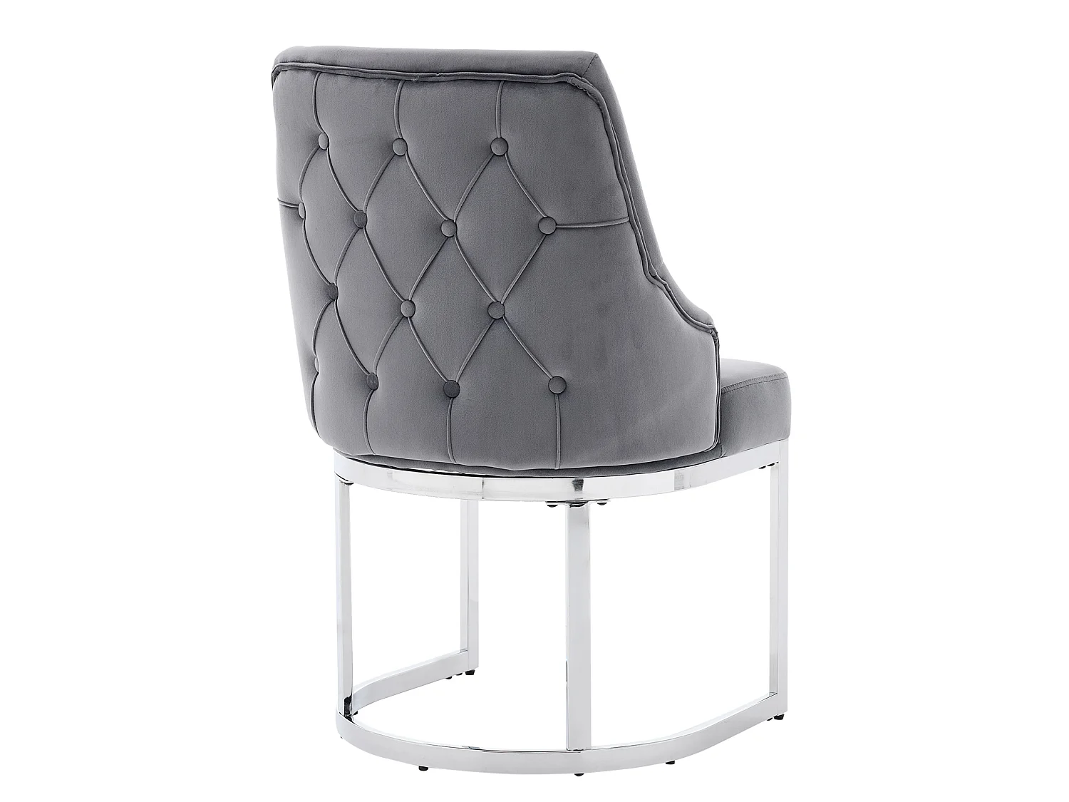 Lot de 2 chaises en velours gris avec pieds en métal argenté - Style moderne