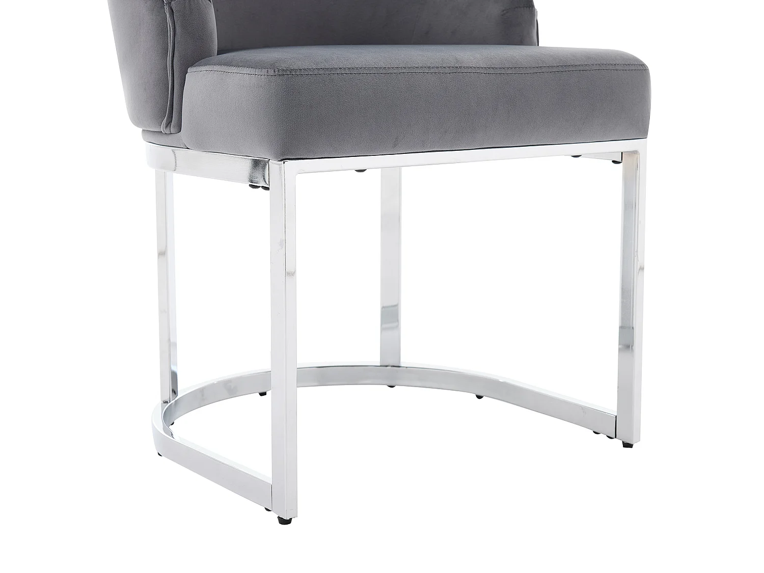 Lot de 2 chaises en velours gris avec pieds en métal argenté - Style moderne